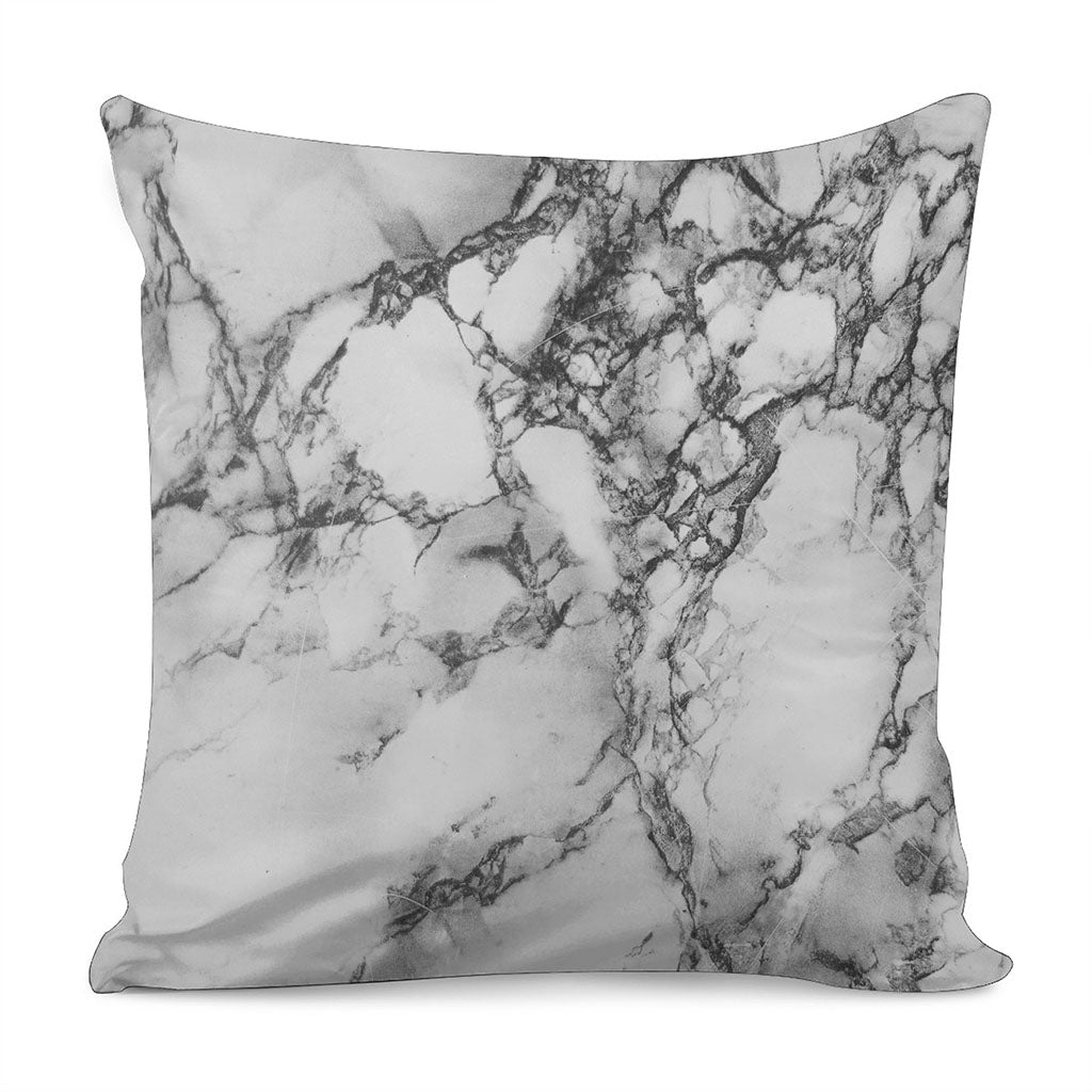 White Dark Grey Marble Print Pillow Cover