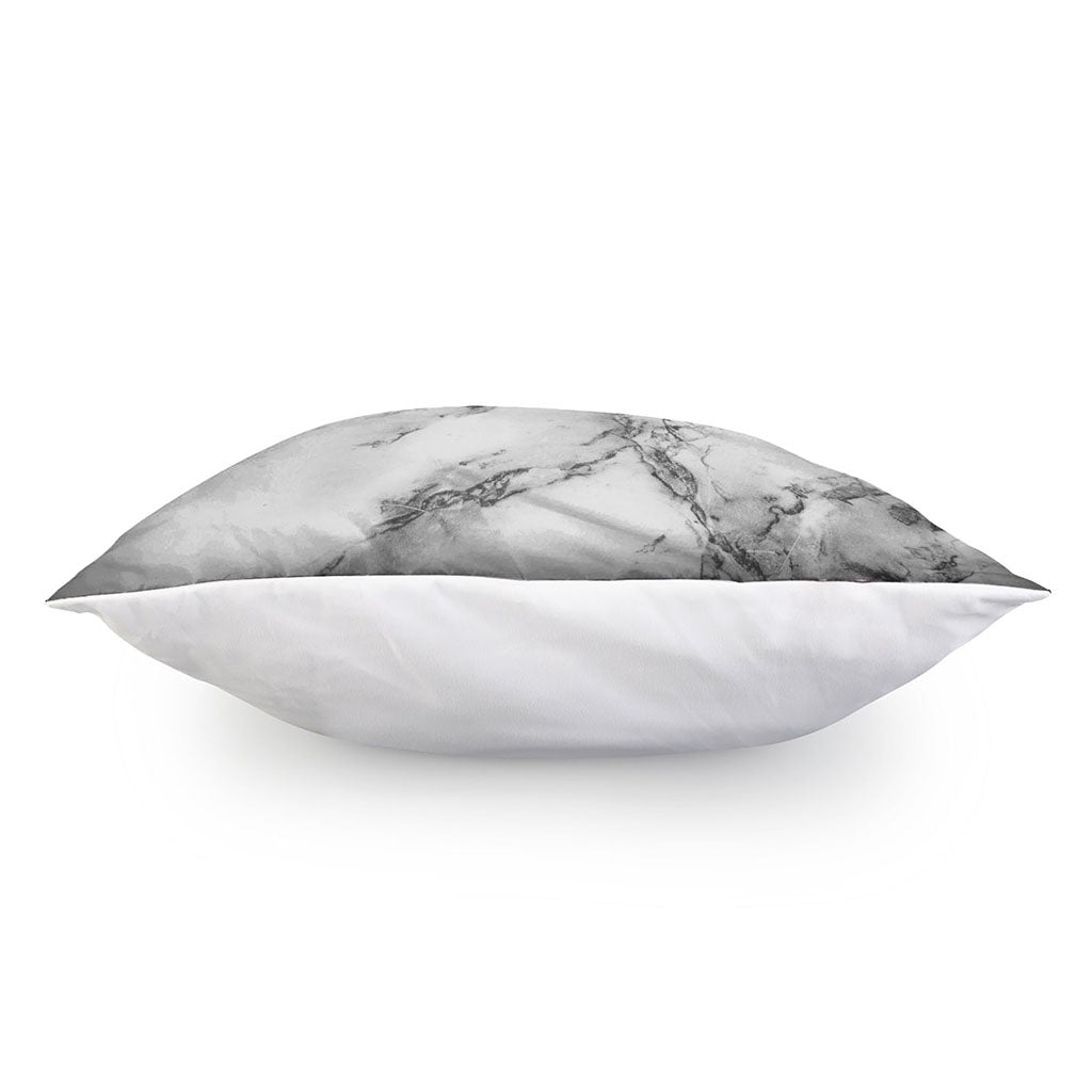 White Dark Grey Marble Print Pillow Cover
