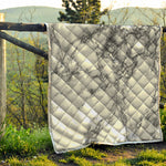 White Dark Grey Marble Print Quilt