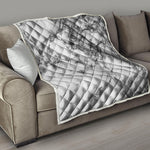 White Dark Grey Marble Print Quilt