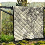 White Dark Grey Marble Print Quilt