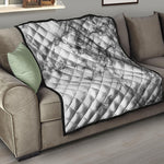 White Dark Grey Marble Print Quilt