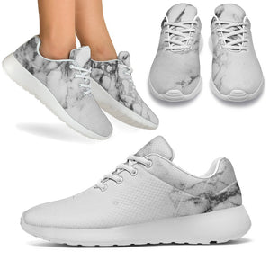 White Dark Grey Marble Print Sport Shoes GearFrost