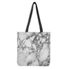 White Dark Grey Marble Print Tote Bag