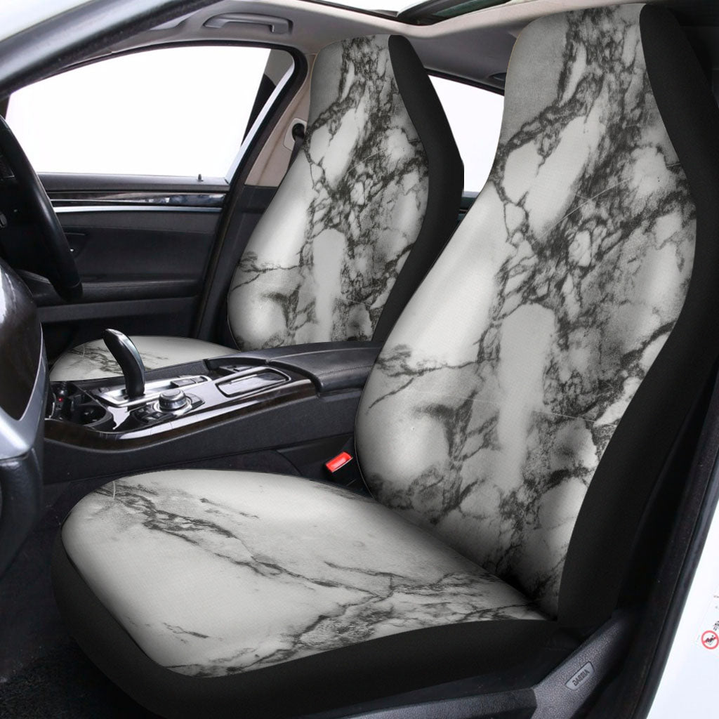 White Dark Grey Marble Print Universal Fit Car Seat Covers