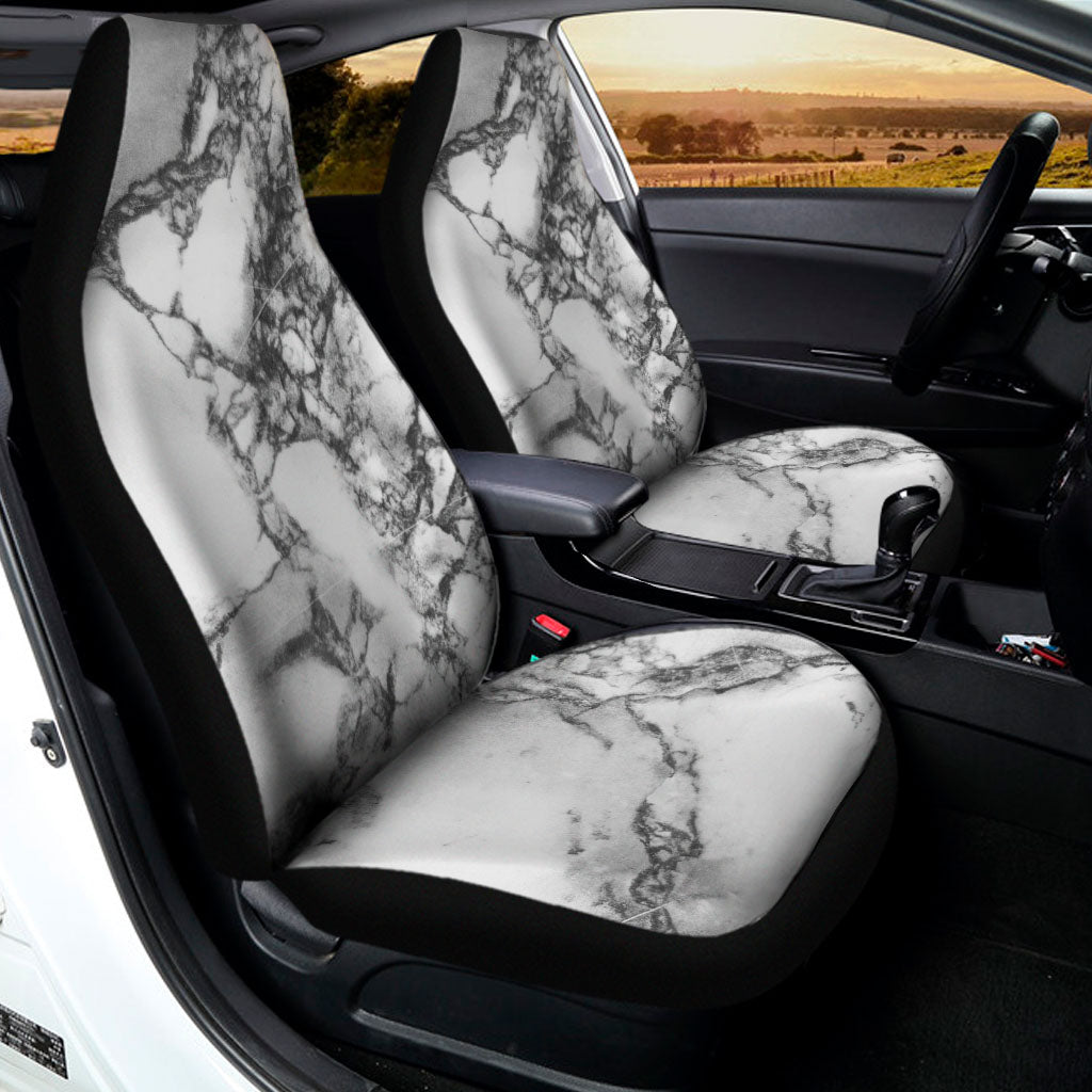 White Dark Grey Marble Print Universal Fit Car Seat Covers