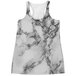 White Dark Grey Marble Print Women's Racerback Tank Top