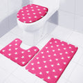 White Dove Breast Cancer Pattern Print 3 Piece Bath Mat Set