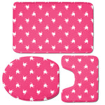 White Dove Breast Cancer Pattern Print 3 Piece Bath Mat Set