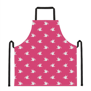 White Dove Breast Cancer Pattern Print Apron