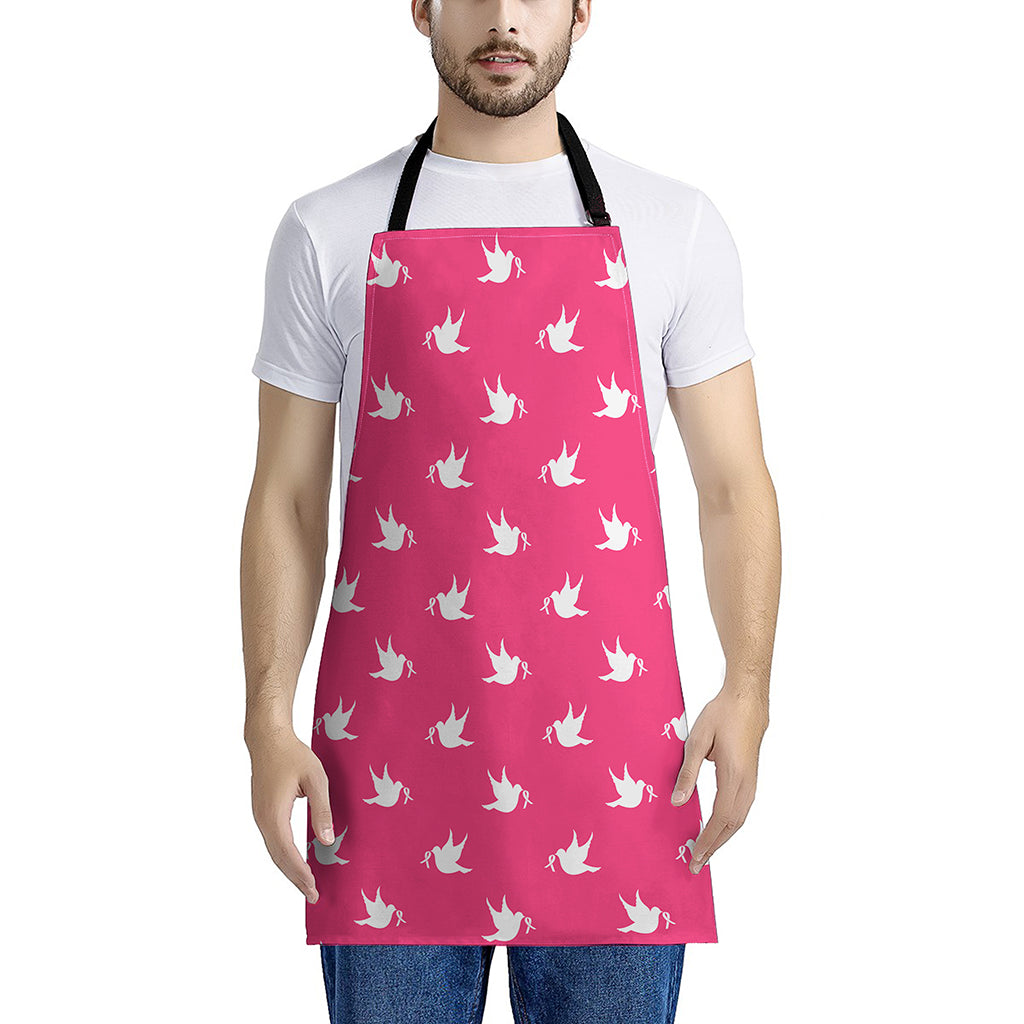 White Dove Breast Cancer Pattern Print Apron