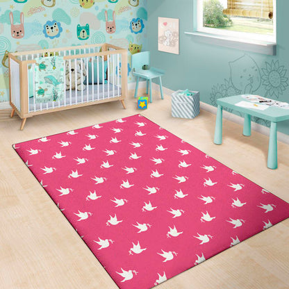 White Dove Breast Cancer Pattern Print Area Rug