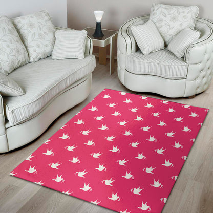 White Dove Breast Cancer Pattern Print Area Rug