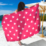 White Dove Breast Cancer Pattern Print Beach Sarong Wrap