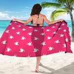 White Dove Breast Cancer Pattern Print Beach Sarong Wrap