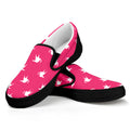 White Dove Breast Cancer Pattern Print Black Slip On Sneakers