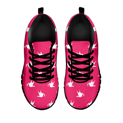 White Dove Breast Cancer Pattern Print Black Sneakers