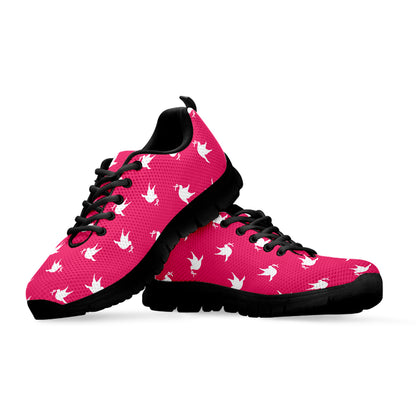 White Dove Breast Cancer Pattern Print Black Sneakers