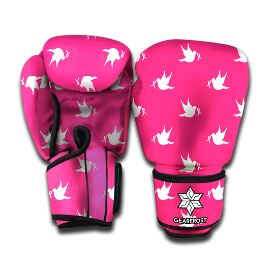 White Dove Breast Cancer Pattern Print Boxing Gloves