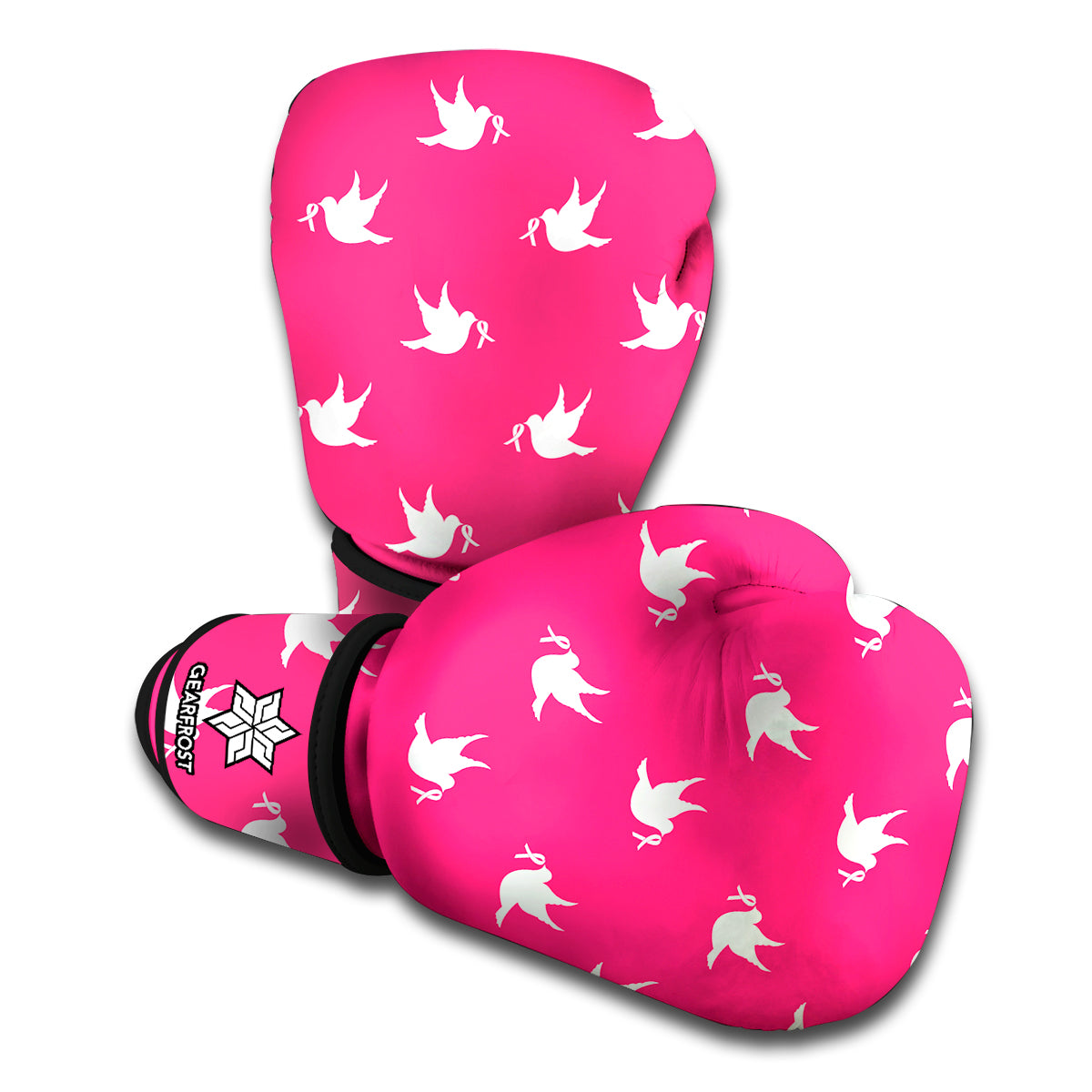 White Dove Breast Cancer Pattern Print Boxing Gloves