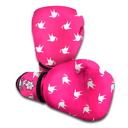 White Dove Breast Cancer Pattern Print Boxing Gloves