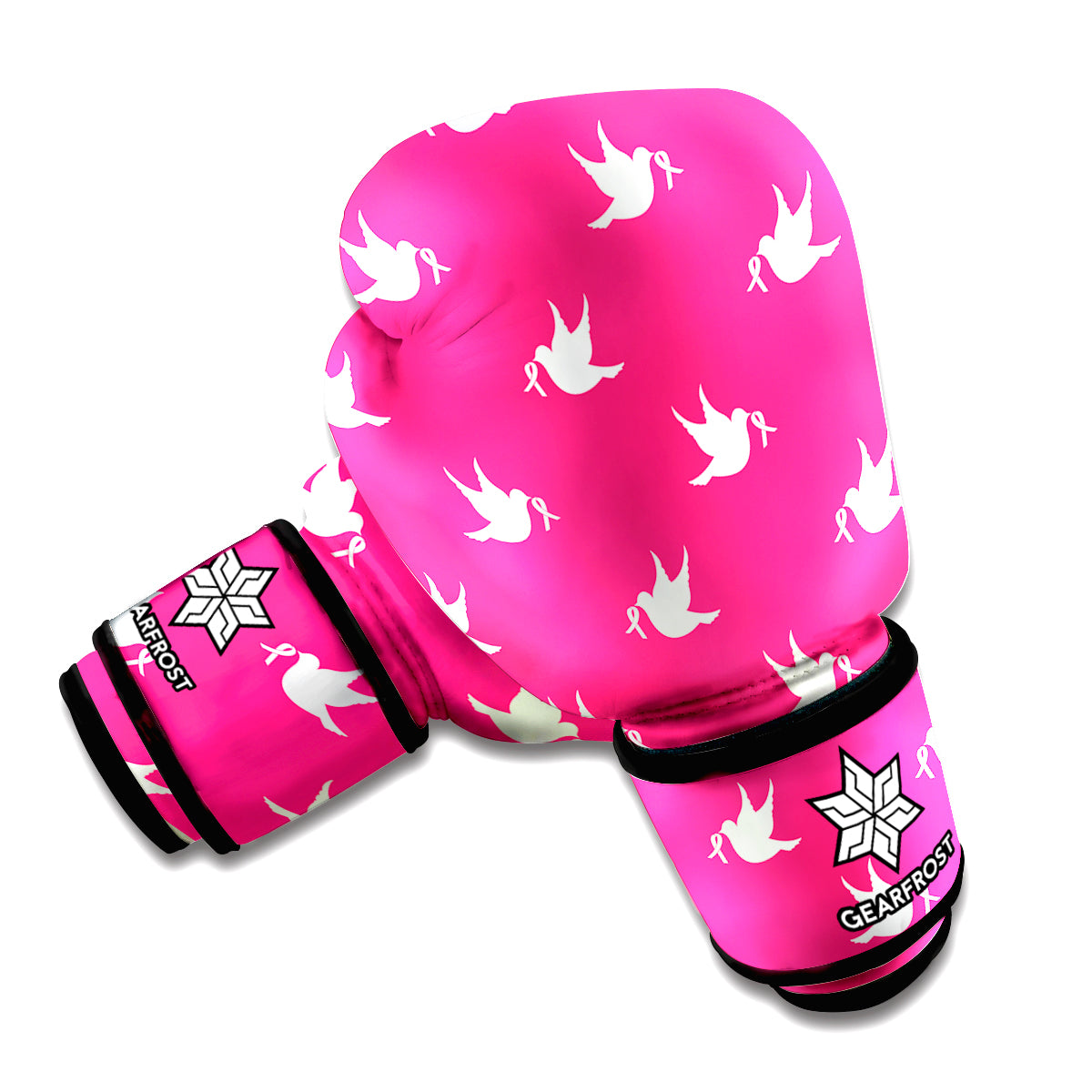 White Dove Breast Cancer Pattern Print Boxing Gloves