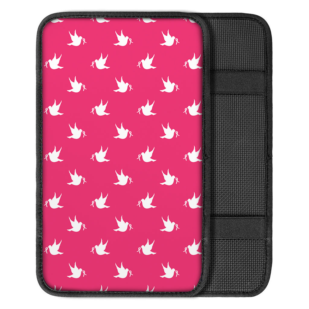 White Dove Breast Cancer Pattern Print Car Center Console Cover