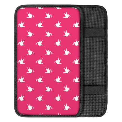 White Dove Breast Cancer Pattern Print Car Center Console Cover