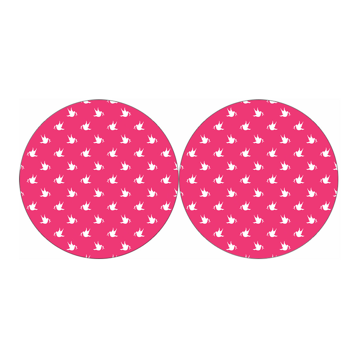 White Dove Breast Cancer Pattern Print Car Coasters