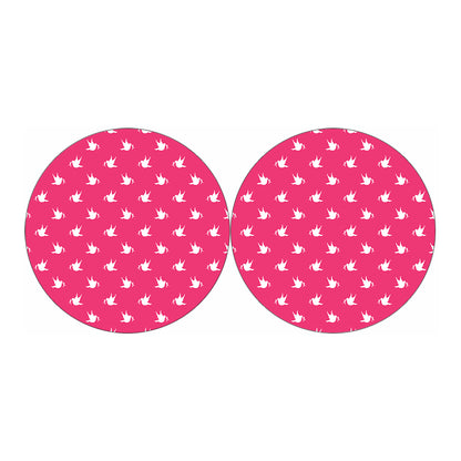 White Dove Breast Cancer Pattern Print Car Coasters