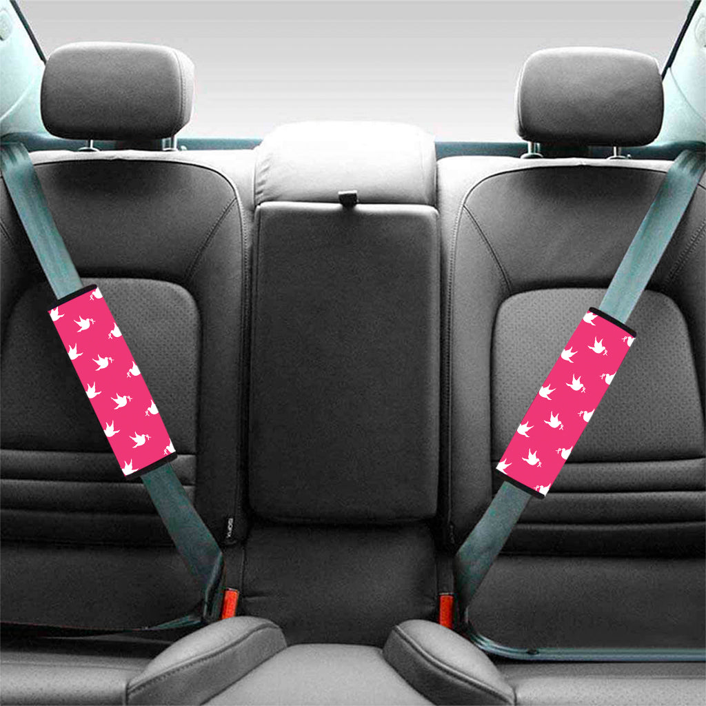 White Dove Breast Cancer Pattern Print Car Seat Belt Covers