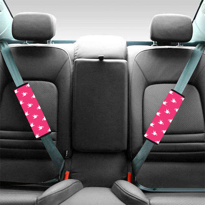 White Dove Breast Cancer Pattern Print Car Seat Belt Covers