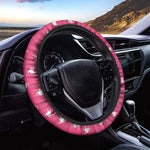 White Dove Breast Cancer Pattern Print Car Steering Wheel Cover