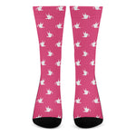 White Dove Breast Cancer Pattern Print Crew Socks