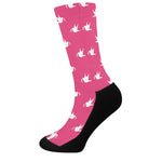 White Dove Breast Cancer Pattern Print Crew Socks