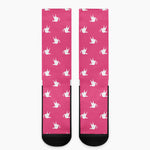 White Dove Breast Cancer Pattern Print Crew Socks