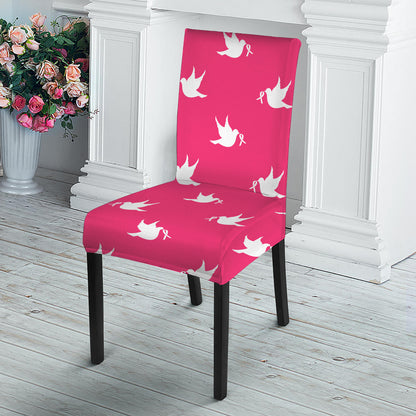 White Dove Breast Cancer Pattern Print Dining Chair Slipcover