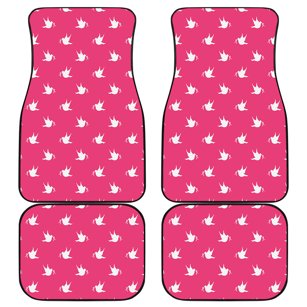White Dove Breast Cancer Pattern Print Front and Back Car Floor Mats