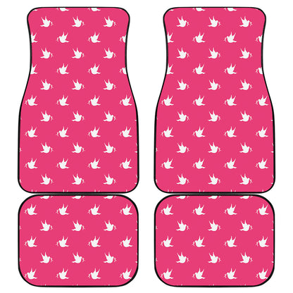 White Dove Breast Cancer Pattern Print Front and Back Car Floor Mats