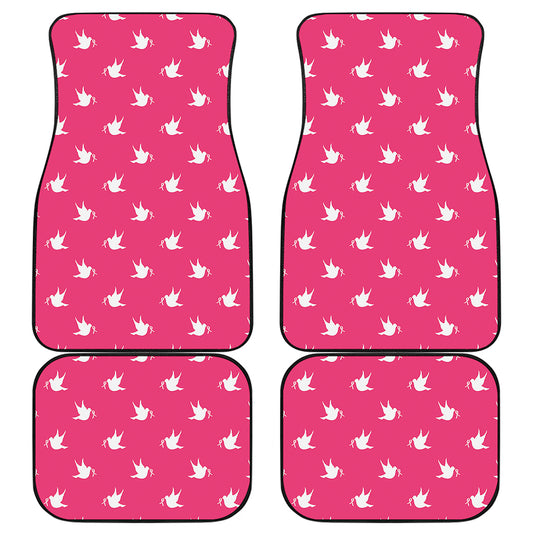 White Dove Breast Cancer Pattern Print Front and Back Car Floor Mats