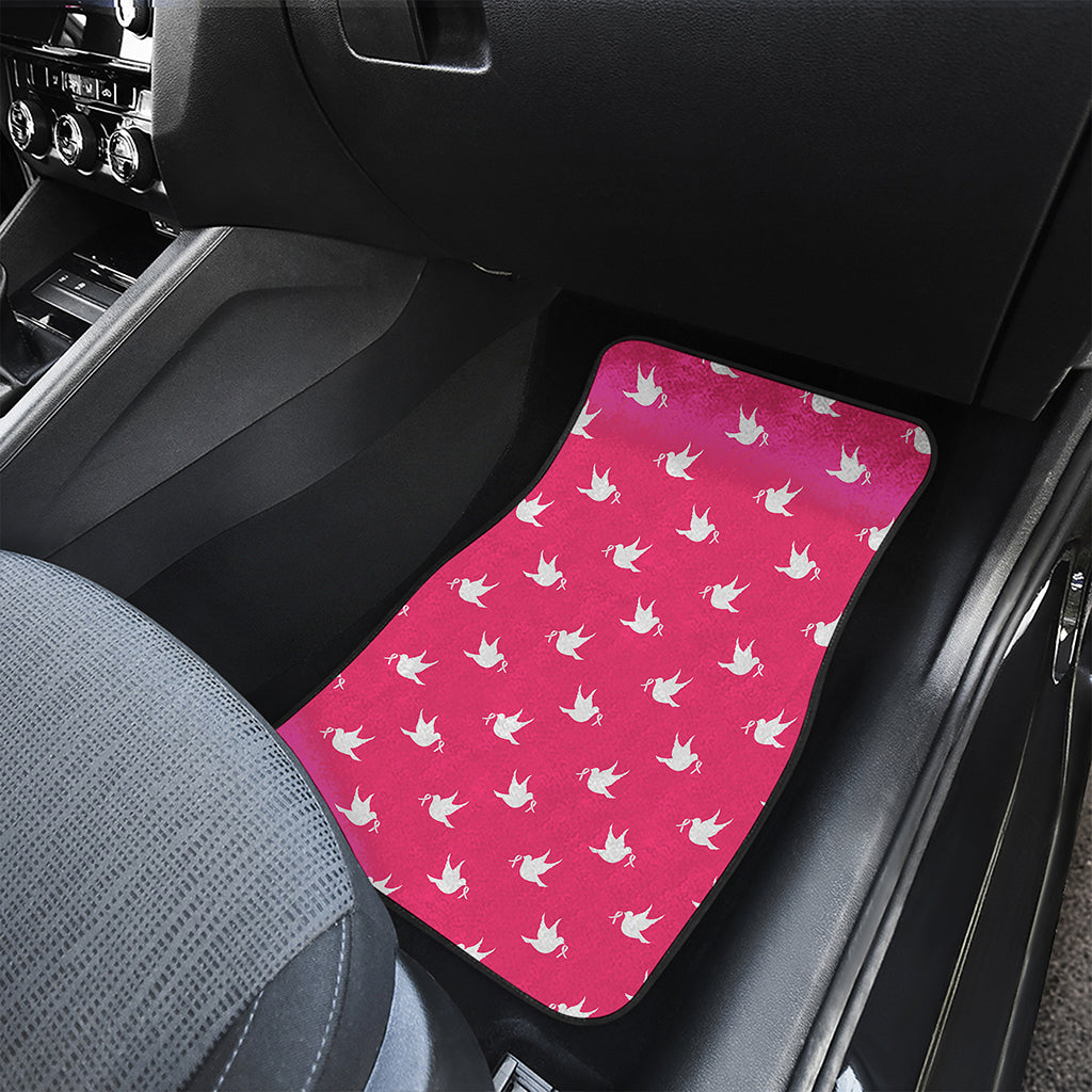White Dove Breast Cancer Pattern Print Front Car Floor Mats