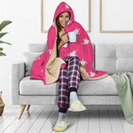 White Dove Breast Cancer Pattern Print Hooded Blanket