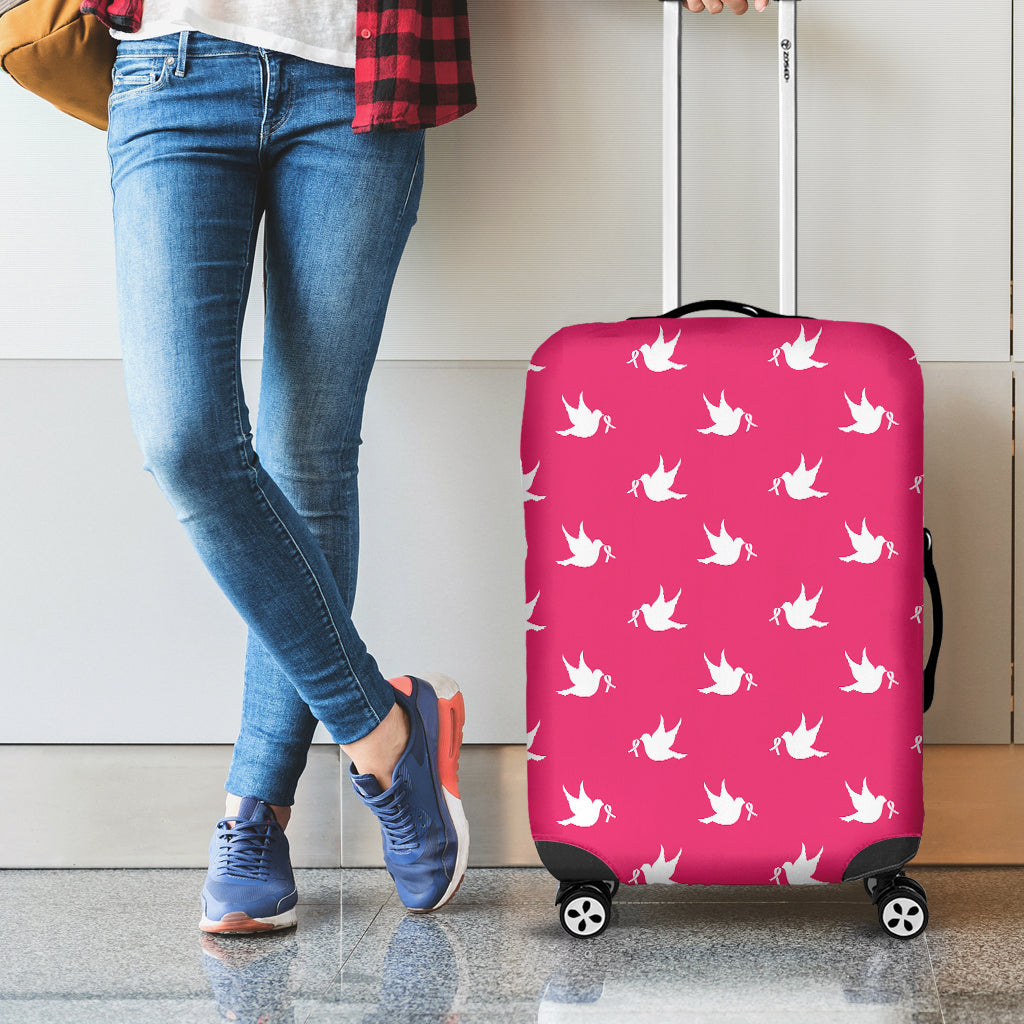 White Dove Breast Cancer Pattern Print Luggage Cover