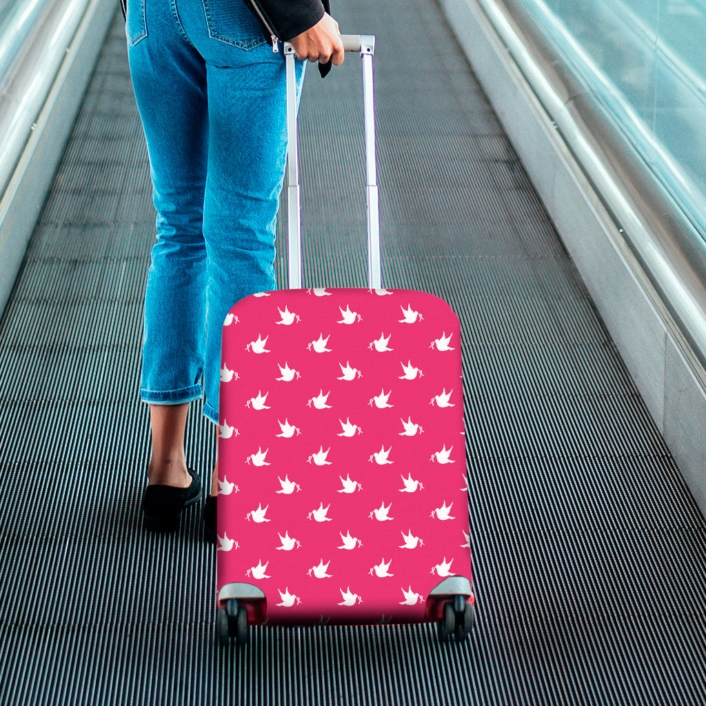 White Dove Breast Cancer Pattern Print Luggage Cover