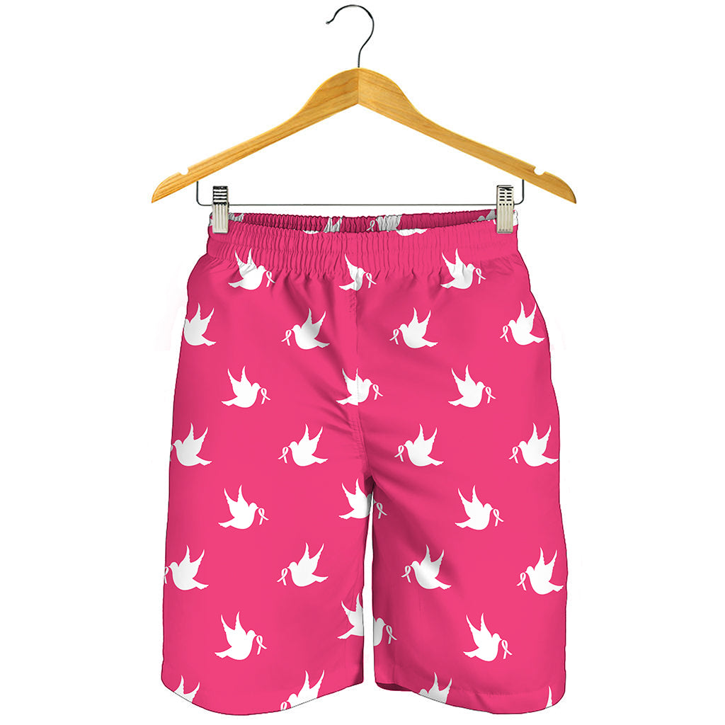 White Dove Breast Cancer Pattern Print Men's Shorts
