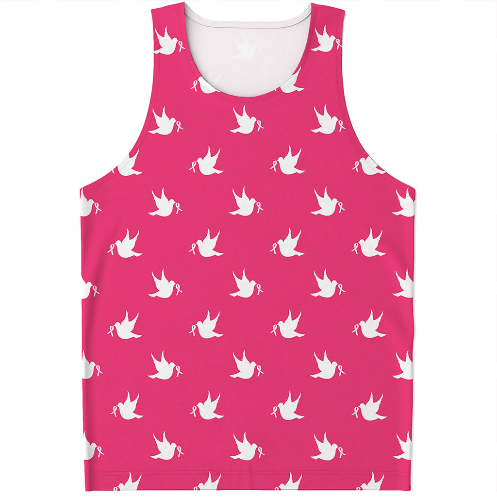 White Dove Breast Cancer Pattern Print Men's Tank Top