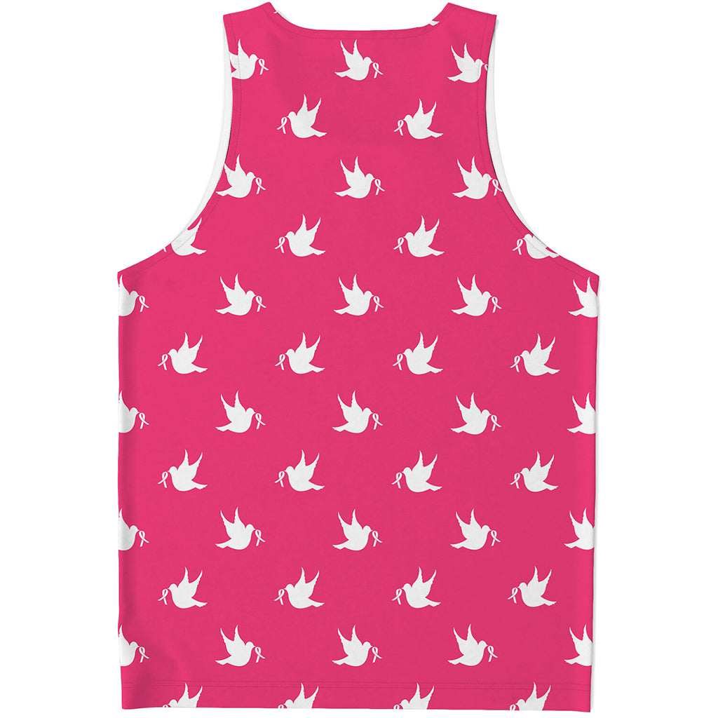 White Dove Breast Cancer Pattern Print Men's Tank Top