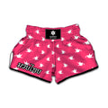 White Dove Breast Cancer Pattern Print Muay Thai Boxing Shorts