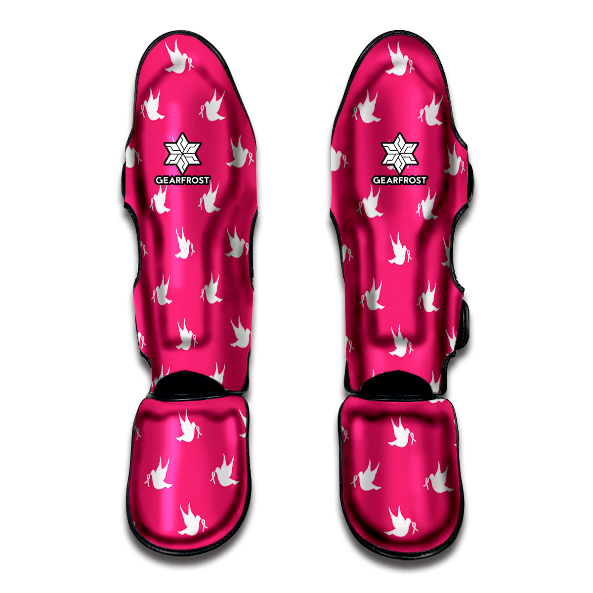 White Dove Breast Cancer Pattern Print Muay Thai Shin Guard