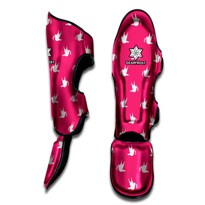 White Dove Breast Cancer Pattern Print Muay Thai Shin Guard